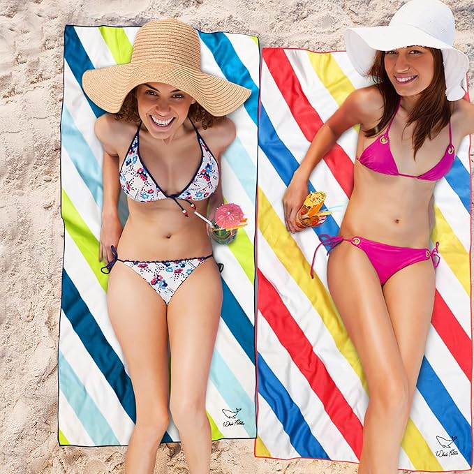 Whale Flotilla 4 Pack Large Quick Dry Beach Towel (30"x60"), Microfiber Sand-Free Beach Towel Set, Super Absorbent Compact Pool Travel Accessories, Pink/Summer/Green/Orange