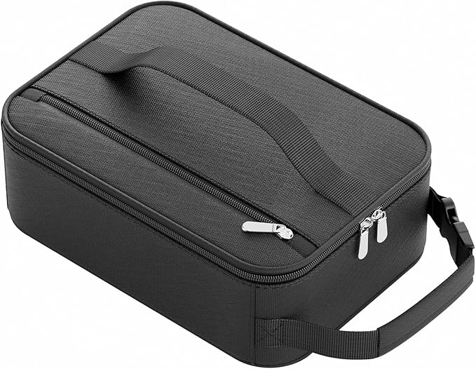 HowFly Small Lunch Bag - Insulated Lunch Box Bag for Women Men - Portable Thermal Reusable Meal Cooler Bags with Buckle Handle for Work School - Black
