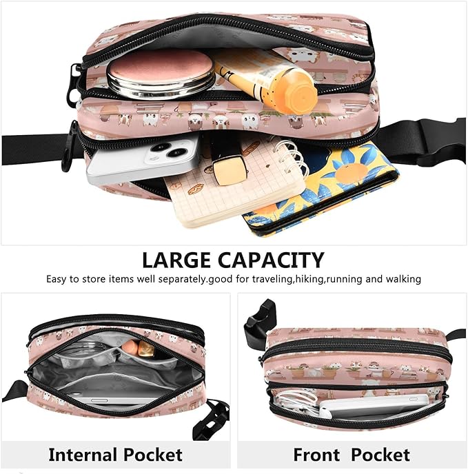 Cute Cats Fanny Pack for Women Men Water Resistant Fashion Waist Packs with Adjustable Strap Belt Bag for Travel Workout Jogging Hiking 21219747