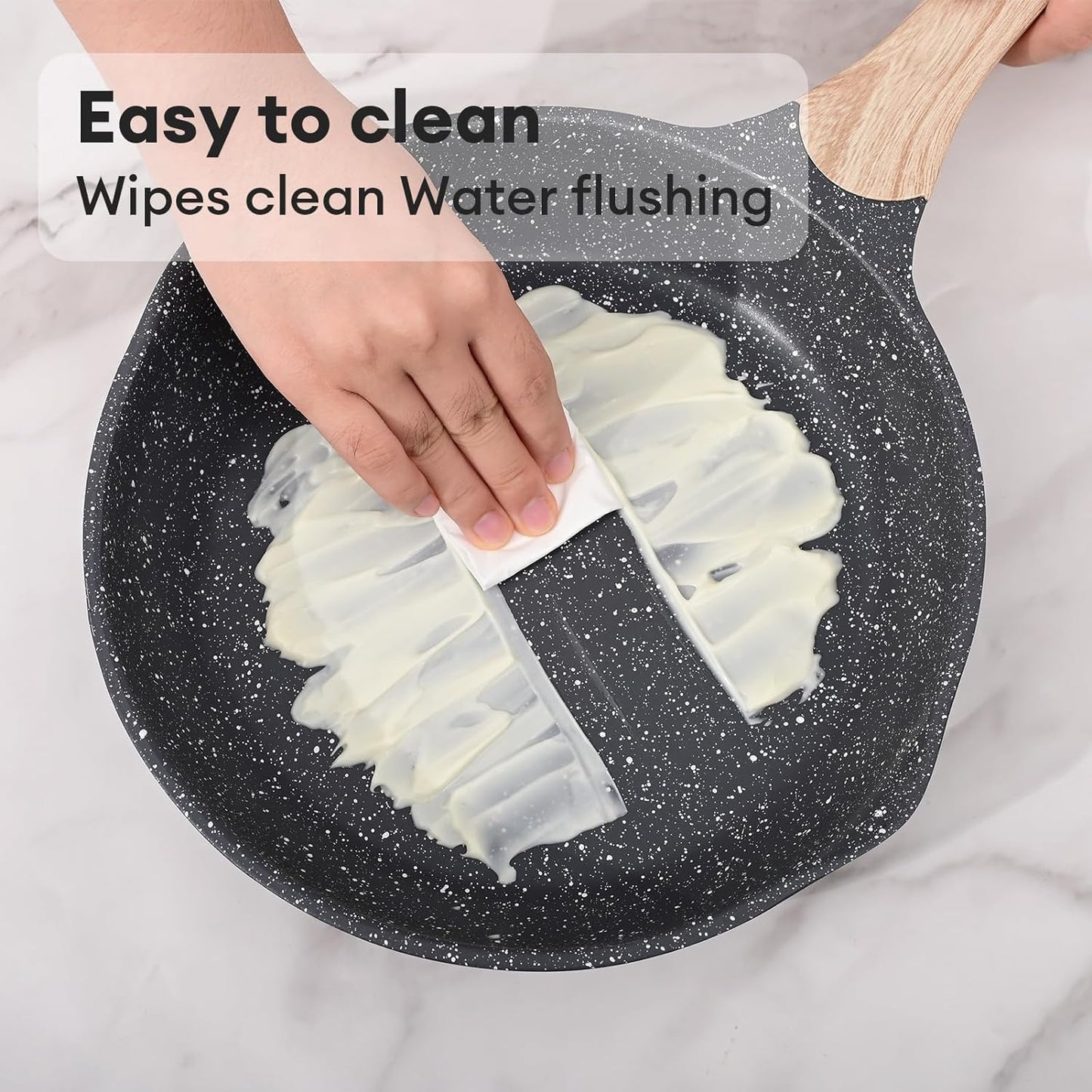 JEETEE 24Pcs Ceramic Cookware Set, Gray Pots and Pans Set Non Stick, Kitchen Healthy Non Toxic Induction Cookware Sets W/Saucepans, Sauté Pan, Griddle, Crepe Pan & Pancake Rake (PFAS,PFOA Free)