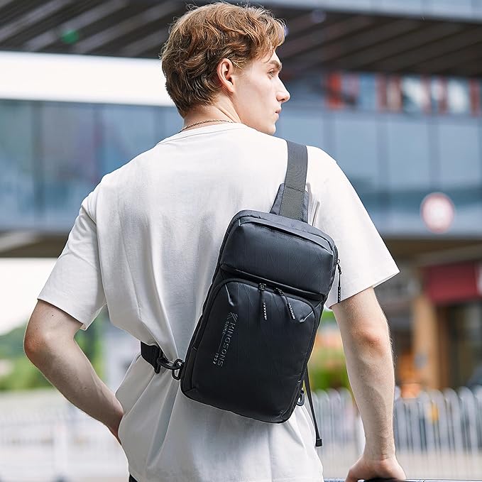 Kingsons Small Sling Bag,Trendy Crossbody Bag Lightweight Waterproof Sling Backpack Shoulder Bag for Men and Women