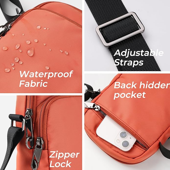 BROADREAM Small Sling Bag for Men, Anti-Theft Crossbody Sling Backpacks for Women - Mini Shoulder Chest Bag for Travel