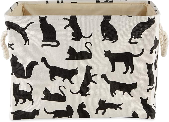 Bone Dry Pet Storage Collection Collapsible Bin, Small Rectangle, 14x8x9, Cat's Meow Print