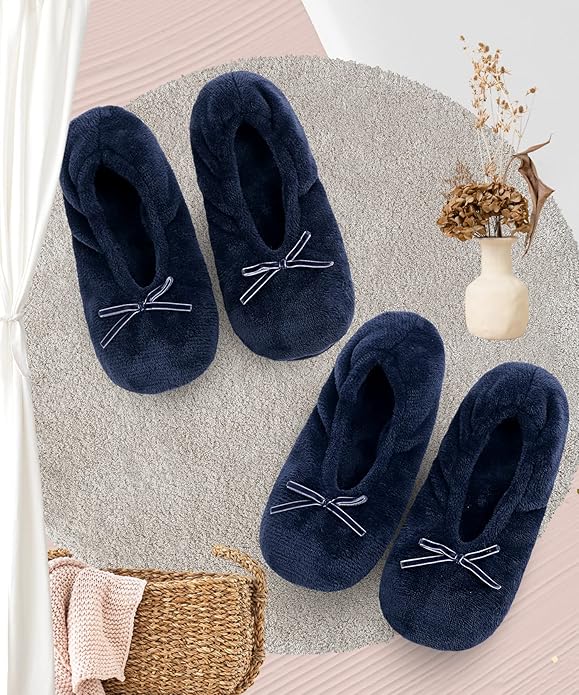 DICUIRD Women's Ballerina Slippers Lightweight House Slippers with Stretchable Heel Design