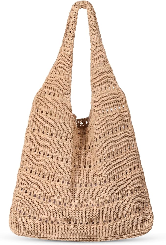 Sightor Crochet Tote Bag, Mesh Beach Bag Knit Summer Hobo Bag Vacation Boho Tote Bag for Women