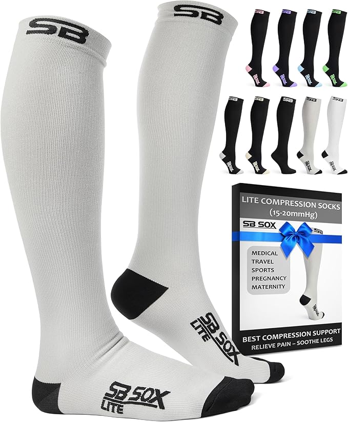 SB SOX Lite Compression Socks for Men & Women (15-20mmHg) – Best Compression Socks for Travel, Sports, and Daily Wear - XXL Sizes too!