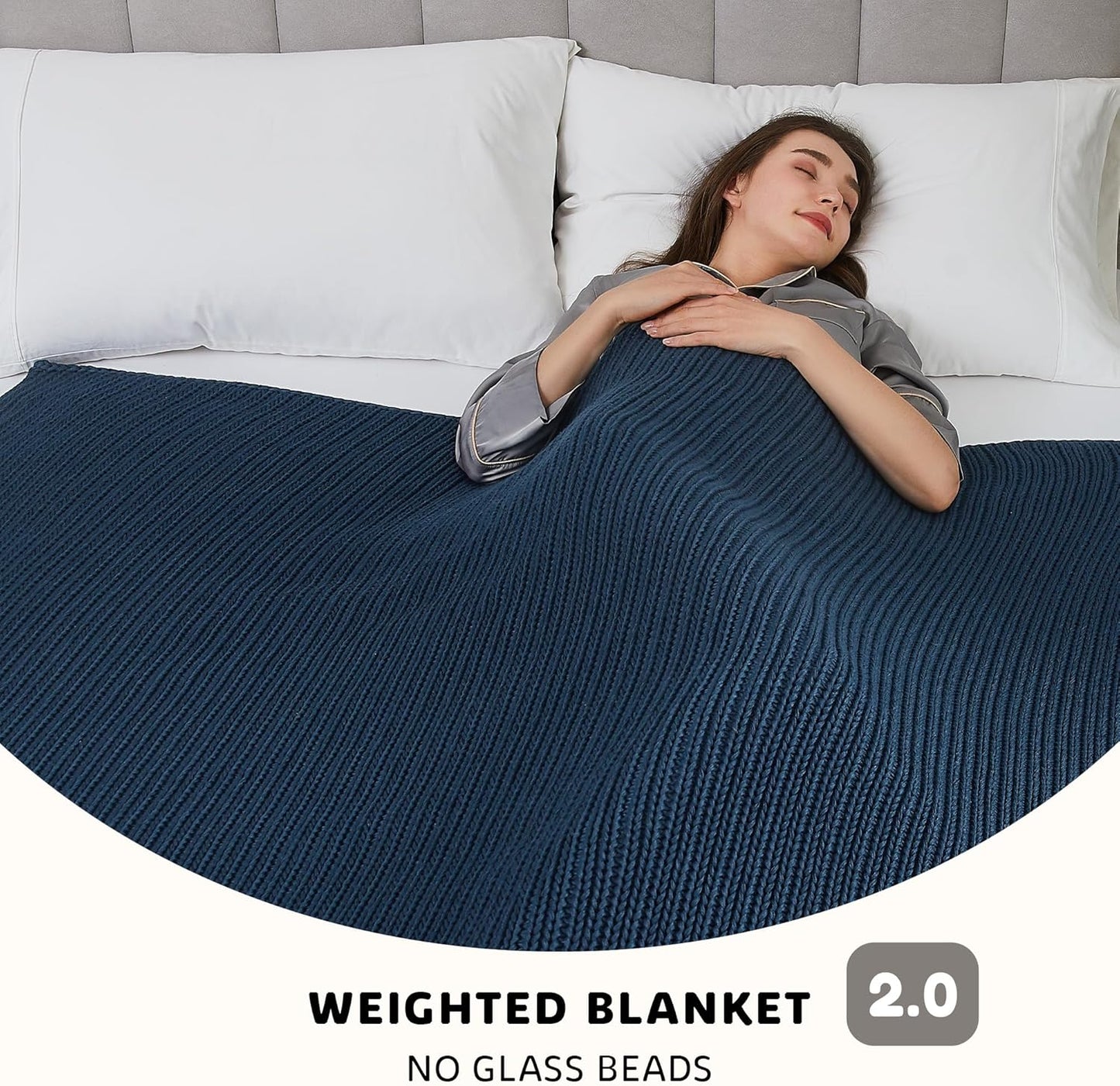 L'AGRATY Knitted Weighted Blanket - 50"x60" 10lbs Cooling Chunky Knit Heavy Blanket for Adults Braided Crochet Throw Thick Cable Yarn Knit Decorative No Beads Evenly Weighted Machine Washable