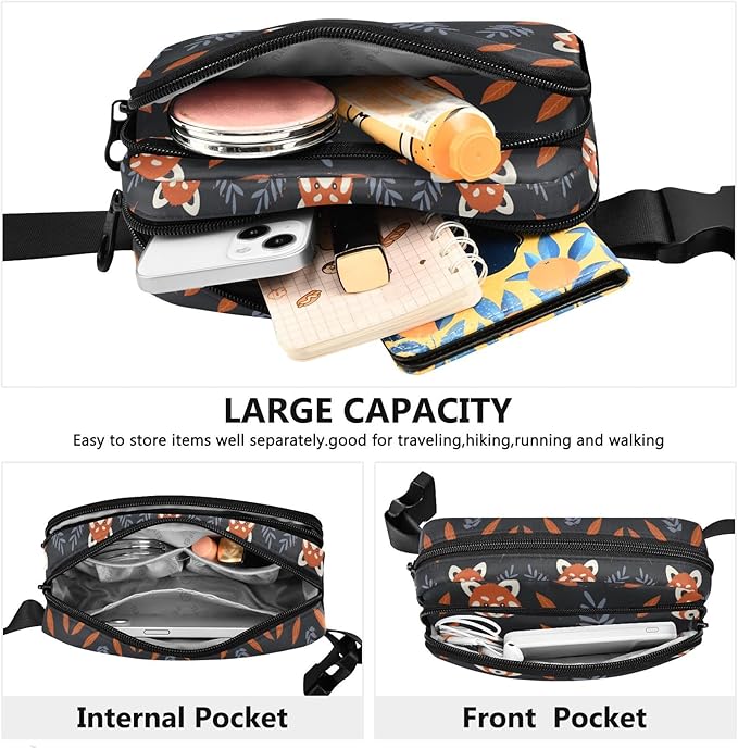 Kawaii Red Panda Fanny Pack for Women Men Water Resistant Fashion Waist Packs with Adjustable Strap Belt Bag for Travel Workout Jogging Hiking 21219400