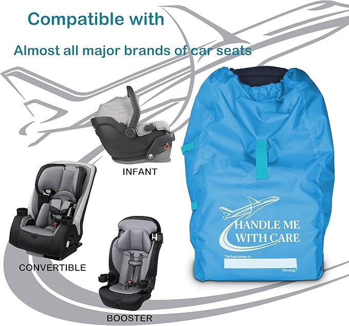 Car Seat Travel Bag for Airplane, Carseat Cover for Air Travel for Infant Carriers Booster Convertible, Blue