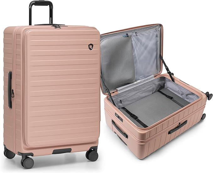 Traveler's Choice Novia Top Opening Expandable Polycarbonate Luggage with Spinner Wheels, Pink, 30-Inch Large