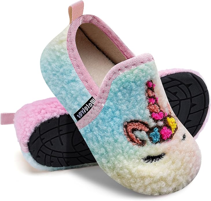 WateLves Kids Toddler Slippers Girls Boys Slip on House Shoes Lightweight Anti Slip Sock Slippers Winter Indoor Outdoor Walking Shoes