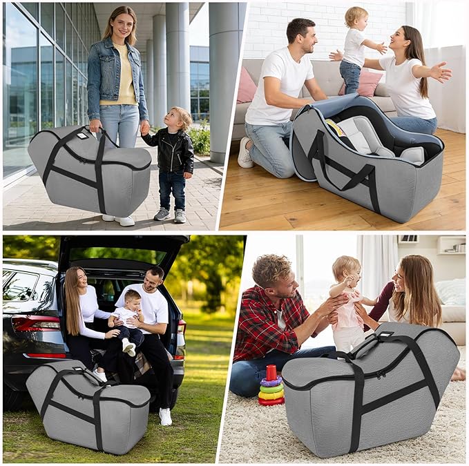 Padded Car Seat Bag Compatible with most Nuna Pipa car seats, UPPAbaby MESA V2 without Base & Chicco KeyFit 30 and base, Car Seat Travel Bag for airplanes