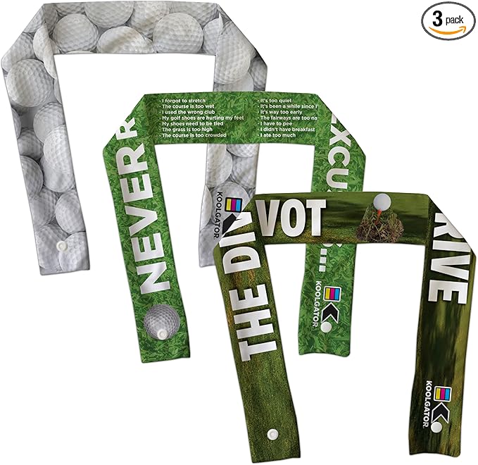 KOOLGATOR Evaporative Cooling Neck Wrap – Reusable Neck Cooler with Long Lasting Relief During Hot Weather Activities, Sports, & Outdoor Work, Golf - 3 Pack