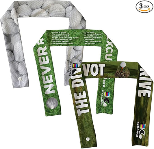 KOOLGATOR Evaporative Cooling Neck Wrap – Reusable Neck Cooler with Long Lasting Relief During Hot Weather Activities, Sports, & Outdoor Work, Golf - 3 Pack