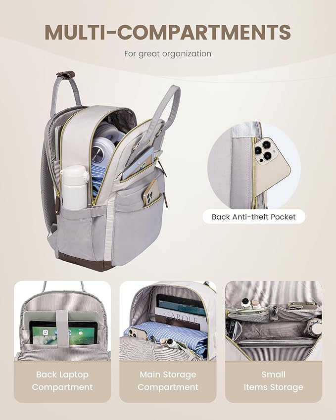 LOVEVOOK Travel Laptop Backpack Women, 15.6 Inch Anti-theft Laptop Bag with USB Port, Fashion Waterproof Computer Backpacks Teacher Nurse Backpack Purse for College School Work