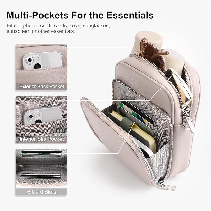 befen Genuine Leather Small Crossbody Bags for Women Cross Body Bag Purses Cell Phone Purse for Travel with RFID Card Slots
