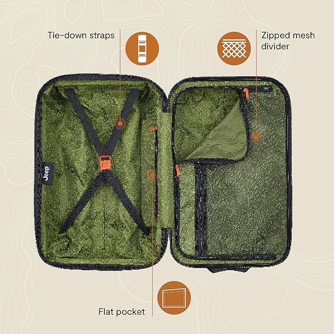 Jeep JH003B Hardside Expandable Luggage with Two Wheels, Tomato, Carry-On 21 Inch