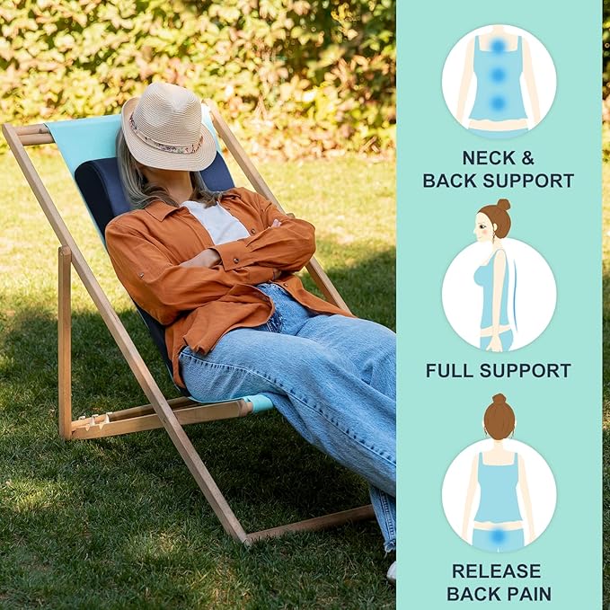 HAVARGO 2-in-1 Neck Pillow Lumbar Support Pillow for Recliner Couch& Glider Chair - High Resilient Foam Ergonomic Back Support for High-Back Rocking Chairs, Glider Rocker Replacement Cushions Navy S