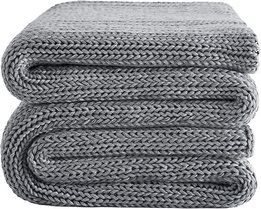 L'AGRATY Knitted Weighted Blanket - 50"x60" 10lbs Cooling Chunky Knit Heavy Blanket for Adults Braided Crochet Throw Thick Cable Yarn Knit Decorative No Beads Evenly Weighted Machine Washable
