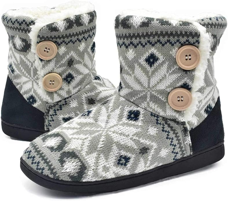 ONCAI Women's Slippers Comfort Knit Boots Winter Warm Outdoor Indoor Shoes