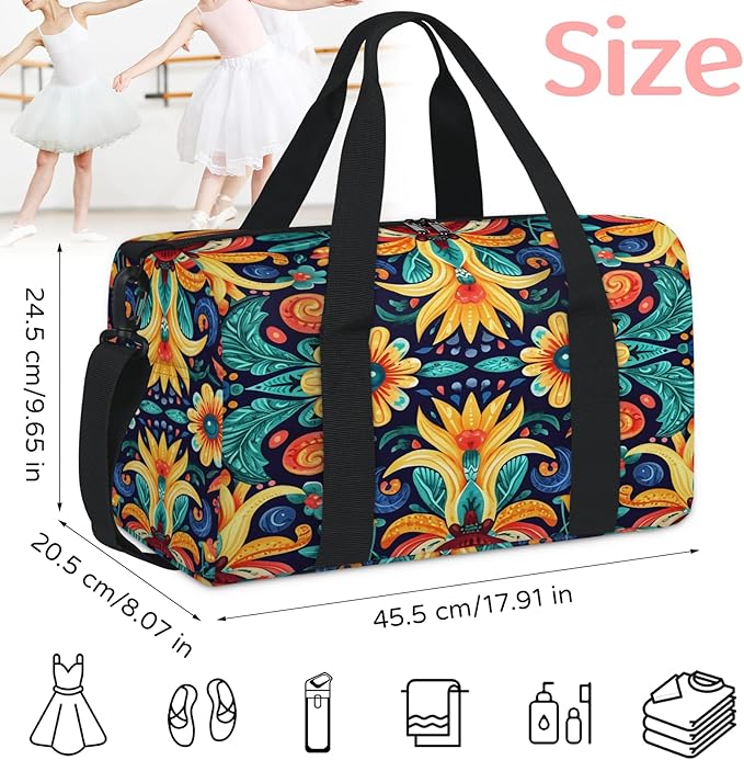Farmhouse Boho Floral Travel Duffle Bag for Women Men, Overnight Weekender Bag, Carry on Tote for Sport Gym