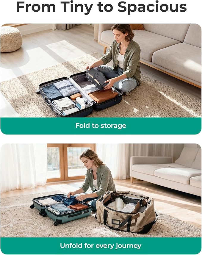 BAGSMART 83L Foldable Travel Bag, Large Duffle Bag for Travel, Weekender Duffel Luggage Bag for Sport College Camping, Water Resistant, Olive green