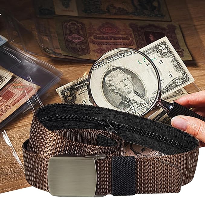 Money Waist Belt, Hidden Travel Pouch, Security Wallet with Blocking, Adjustable Strap for Documents Currency Tickets, Travel Gear, Anti Theft Belt for International Trips