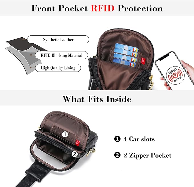 INICAT Sling Bag for Women Touchscreen Small Crossbody Cell Phone Purse Fanny Pack