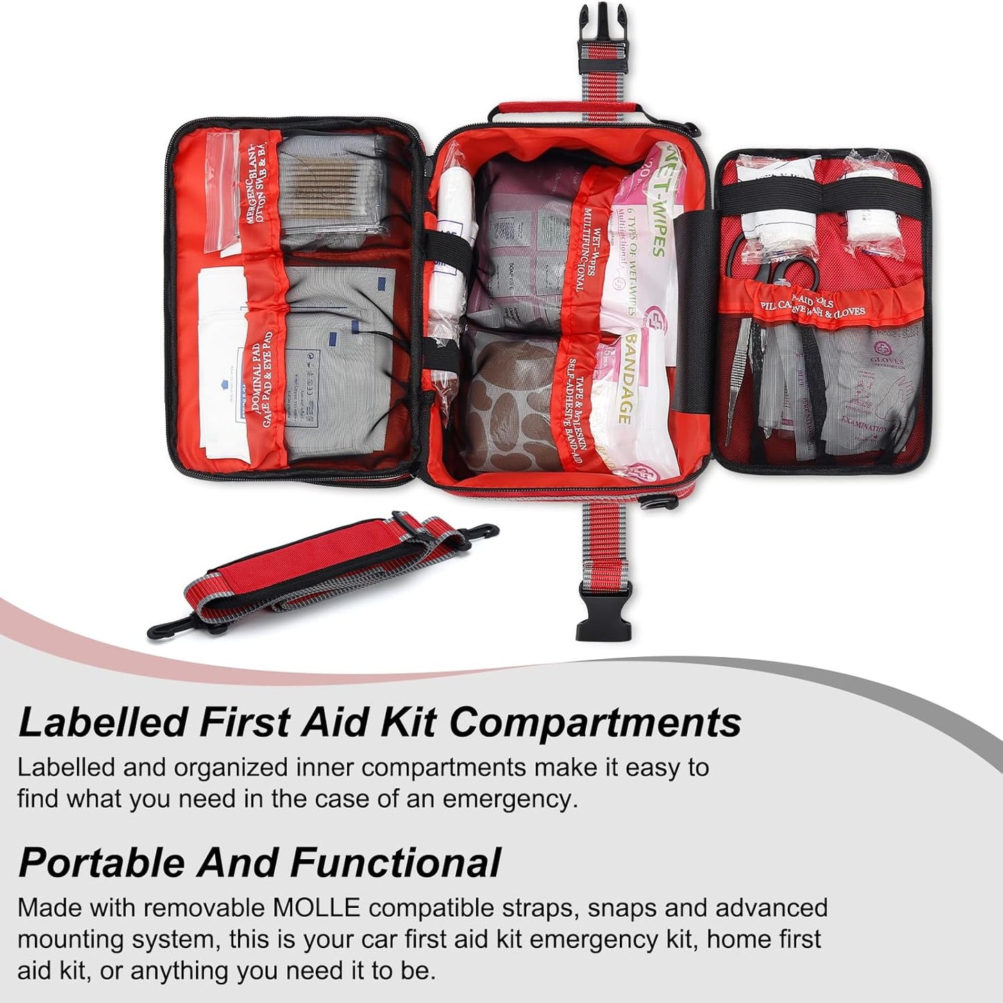 Professional 500 Piece Emergency First Aid Kit for Home, Car, Travel, Camping, Truck, Hiking, Sports, Office, Vehicle & Outdoor Emergencies - Emergency Medical Kit, Large First Aid Kit Survival