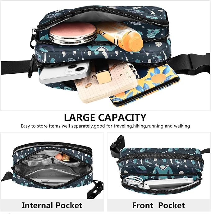 Hockey Fanny Pack for Women Men Water Resistant Fashion Waist Packs with Adjustable Strap Belt Bag for Travel Workout Jogging Hiking 21220339