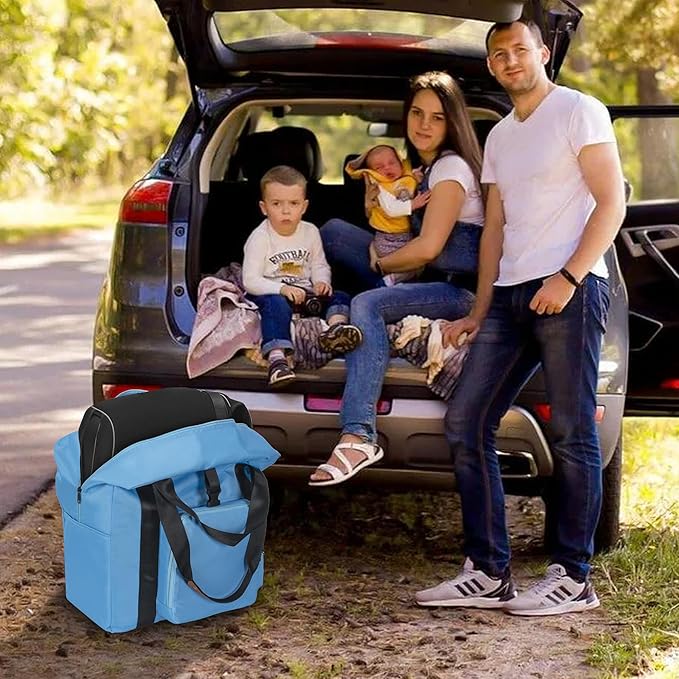 TORIBIO Durable Backless Booster Car Seat Travel Bag, Compatible with Cosco Topside Backless Booster Car Seat and Gb Pockit Stroller, Airplane Gate Check Tote Bag, Blue