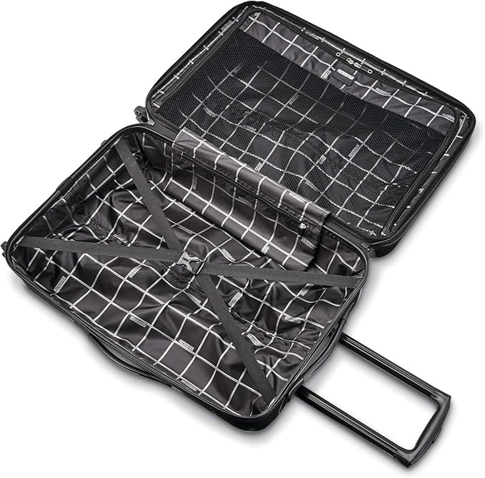 American Tourister Moonlight Hardside Expandable Luggage with Spinner Wheels, Black Marble, Carry-On 21-Inch