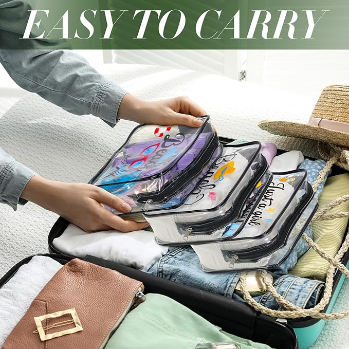 Cunno Makeup Bags Gifts for Women Teacher Beach Cruise Swim Nurse Dance Happy Graduation Gift Survival Kit Clear Cosmetic Bags PVC Waterproof Travel Toiletry Handbags Purses Organizer(Beach Style)