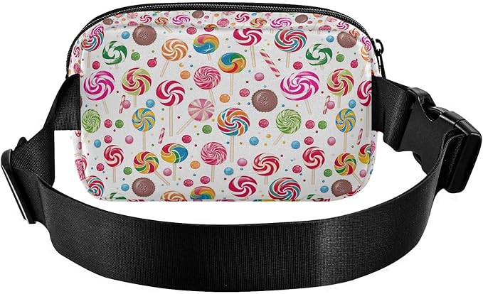 Kawaii Lollipop Fanny Pack for Women Men Water Resistant Fashion Waist Packs with Adjustable Strap Belt Bag for Travel Workout Jogging Hiking 21220360