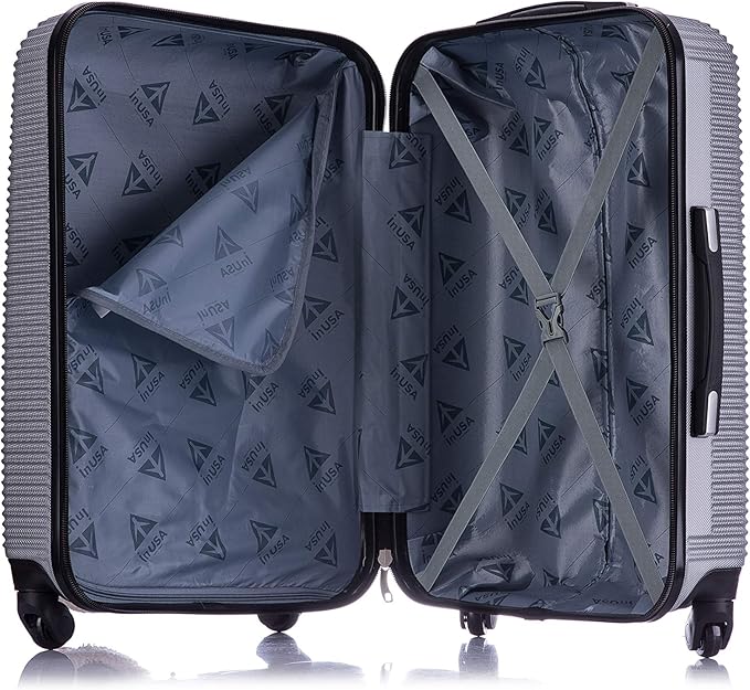 InUSA ROYAL Hardside Spinner Luggage with Ergonomic Handles | Spacious Travel Suitcase with Four Spinner Wheels and Studs | 28 Inch Large Spinner Luggage | Silver