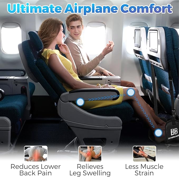 Foot Hammock for Plane Travel – Adjustable Airplane Leg Rest with Memory Foam Footrest, Eye Mask & Earplugs, Inflight Relief for Swollen Feet & Back Discomfort, Portable Travel Foot Rest