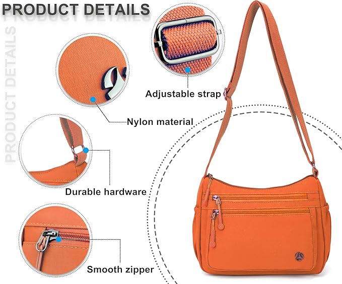 Casual Crossbody Bag with Anti Theft Pocket - Women Lightweight Water-Resistant Purse Bag