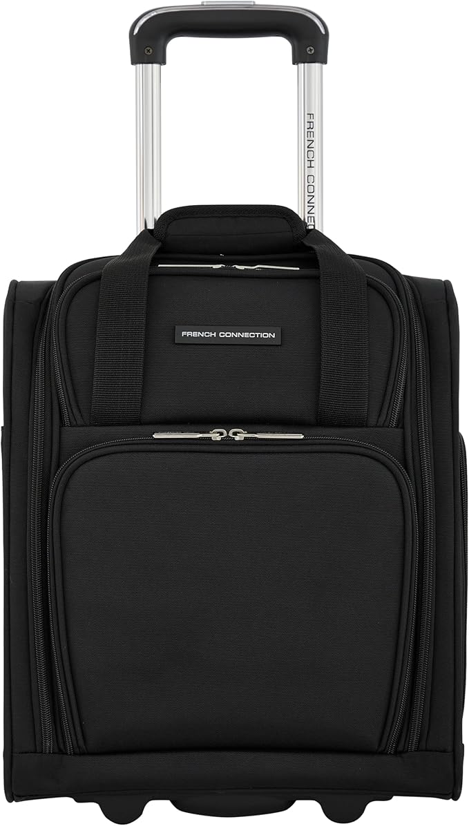 French Connection 16" Underseat Carry-On Luggage with USB/USB-C Ports, Black