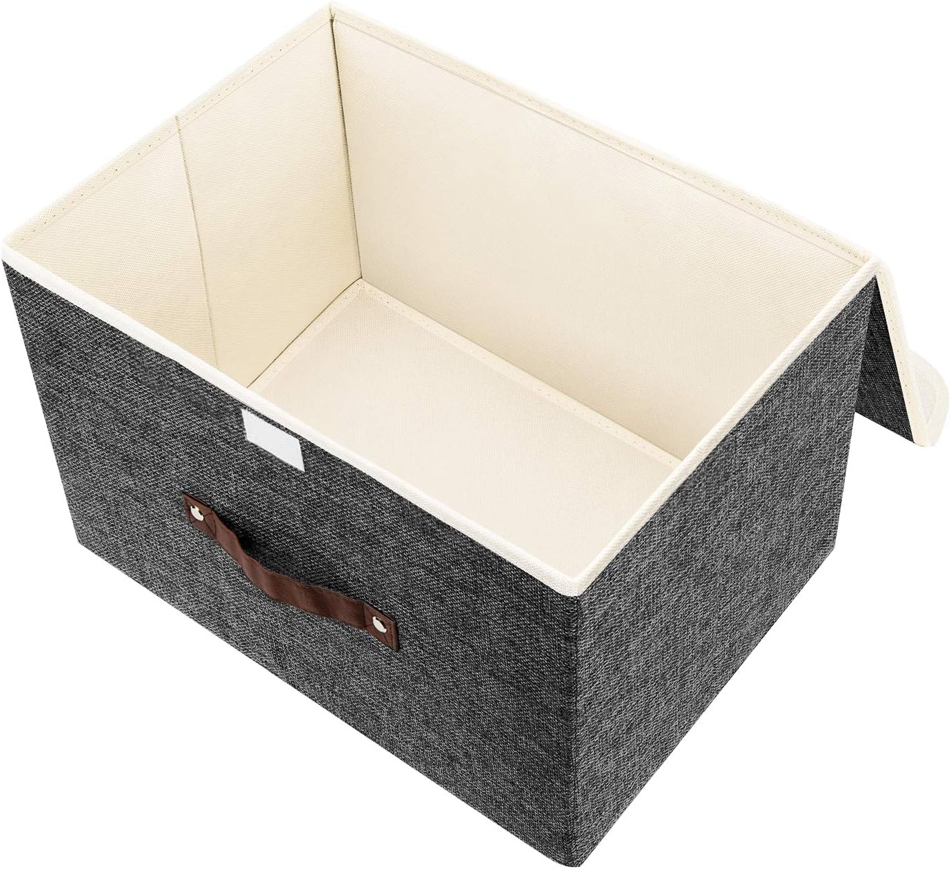 TYEERS Collapsible Storage Boxes, Washable Fabric Storage Bins with Lids, 14.9x9.8x9.8 inches, 2 Pack, Black