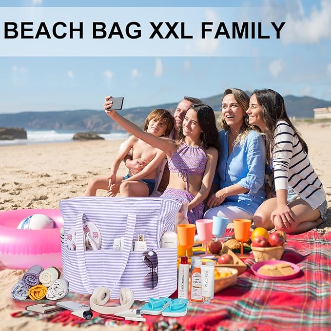 LEDAOU Beach Bag Waterproof Sandproof Women Beach Tote Pool Bag with Zipper for Swim Gym Grocery Travel with Wet Pocket | Sandproof, with Zipper, for Gym, Grocery, Travel, with Wet Pocket