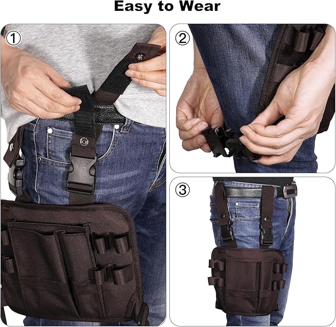 KENOBEE Tool Pouch Holster with Belt Clip Around Your Leg, Electrician Multifunctional Repair Bag, Utility Mini Organizer for Automotive Craftsman Carpenter Construction