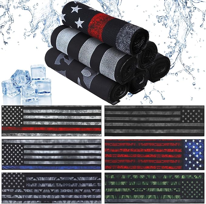 12 Pcs Flag Baseball Cooling Towels Bulk for Neck and Face 40" x 12" Sweat Towels for Hot Weather Ice Breathable Soft Chilly Cooling Towel Microfiber Workout Rags for Gym Yoga Sport Running