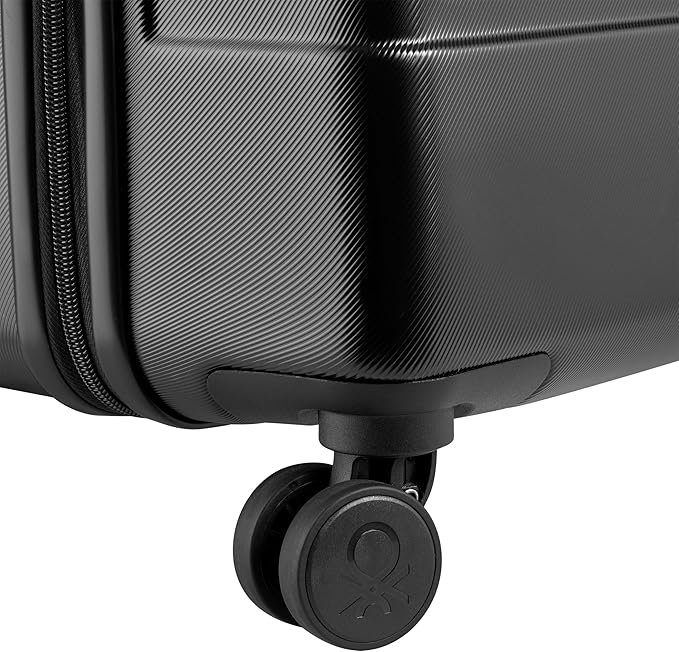United Colors of Benetton Now! Hardside Luggage with Spinner Wheels, Black, Checked-Medium 23 Inch