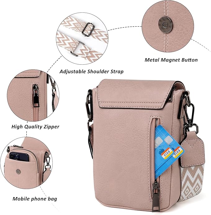 TANTOMI Small Crossbody Bags for Women, Small Purses with Card Slots Phone Purse Wide Adjustable Strap