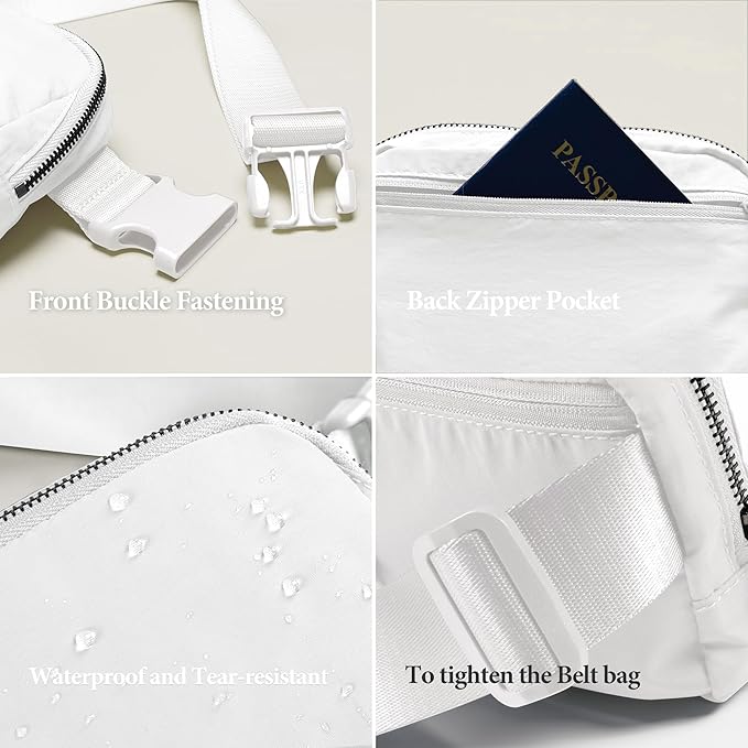 Fanny Pack Crossbody Bag Trendy Waterproof Small Sling Cross Body Purse for Women Men Fashion Waist Packs Mini Belt Pouch Chest Bum Hip Bag Lulu Dupes for Travel Vacation Running Frost