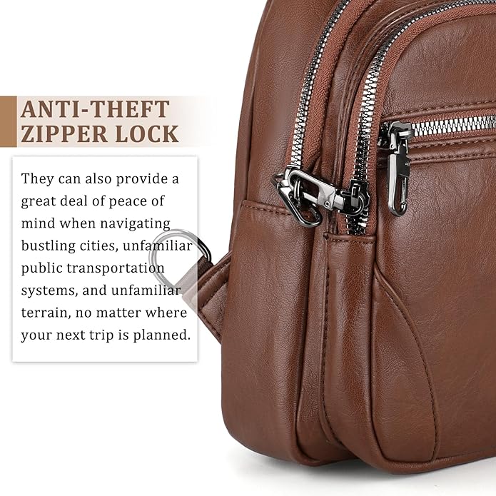 JASGOOD Anti Theft Crossbody Travel Bag for Women Men PU Leather Sling Bag with Adjustable Strap