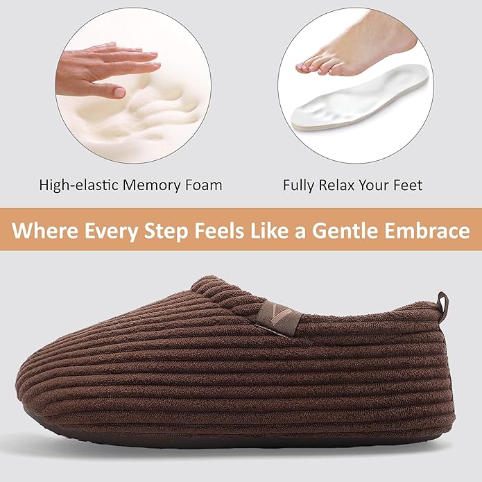 Women’s Fuzzy Memory Foam Slippers with Cozy Curly Fur and Warm Fleece Lining Closed Back Non-Slip House Shoes Lightweight Soft Comfy Indoor Bedroom Slippers