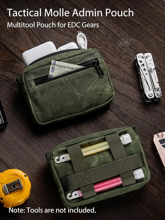 Sayram SP7 EDC Belt Pouch - Waxed Canvas With Zipper, Waist Pack for Men, Anti-Theft Pickpocket Organizer for Daily Use