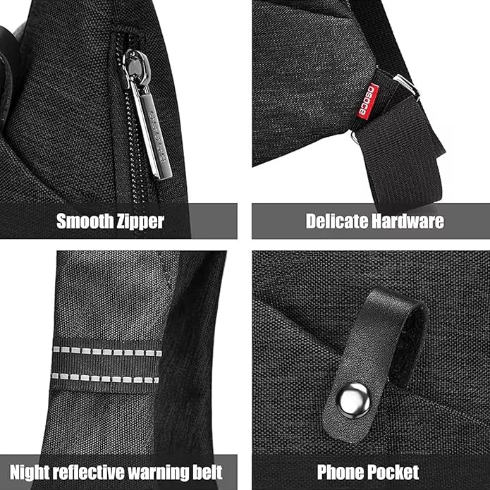 Crossbody Sling Bag, Water-Resistant Anti Theft Chest Pack, Minimalist Commuter Daypack for Travel Hiking Work