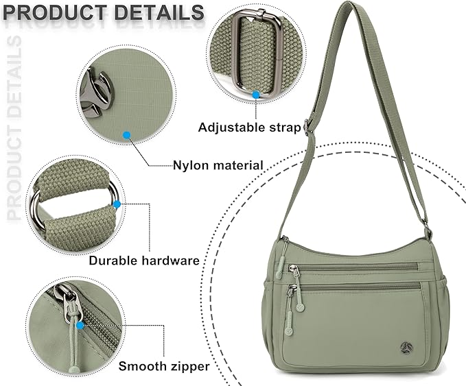 Casual Crossbody Bag with Anti Theft Pocket - Women Lightweight Water-Resistant Purse Bag